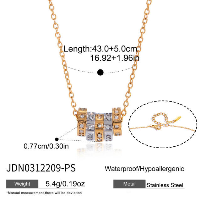 18KG mix color circle pendant stainless steel necklace