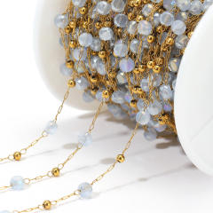 1mm gold chain wear 2.5mm beads 4mm colored crystal beads transparent blue