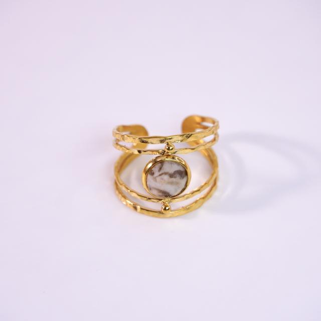 Hot sale vintage natural stone inlaid hollow out stainless steel rings