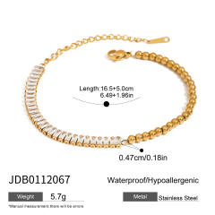 Easy match blue color diamond inlaid stainless steel bracelet