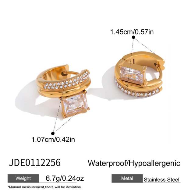 Unique cubic zircon inlaid stainless steel earrings ear cuff