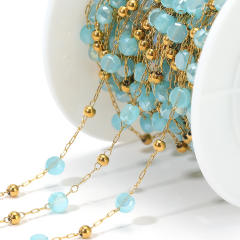 1mm gold chain wear 2.5mm beads 4mm colored crystal beads blue