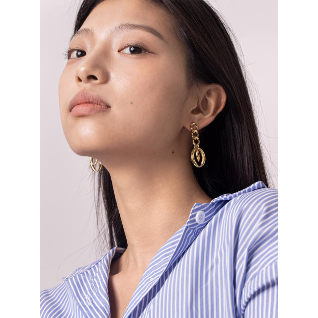18KG geometric circle stainless steel earrings