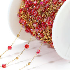 Stainless steel color crystal bead chain handmade gold chain 1m/price