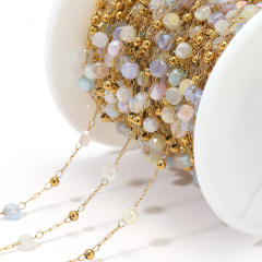 Stainless steel color crystal bead chain handmade gold chain 1m/price