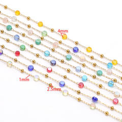 Stainless steel color crystal bead chain handmade gold chain 1m/price