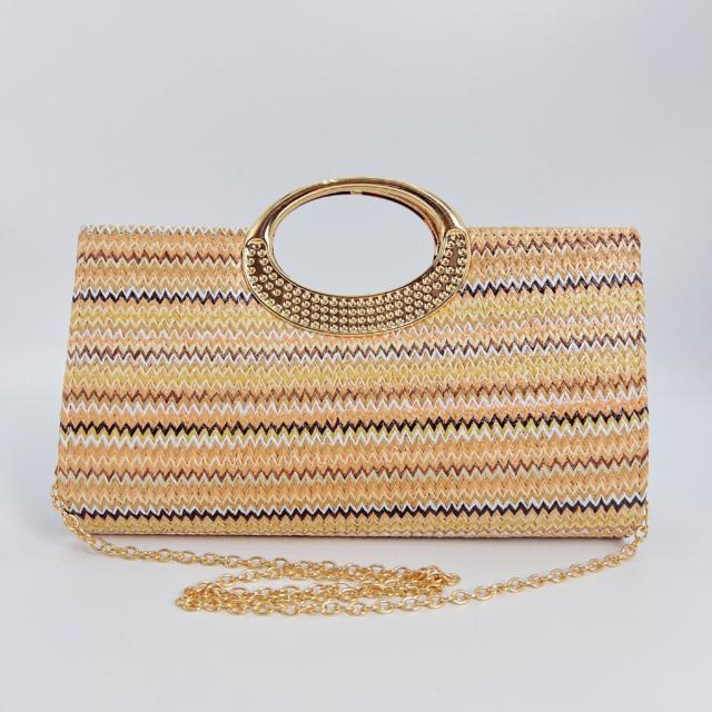 Rainbow Striped Small Bag Women's New Fashion Straw Messenger Bag beach bag