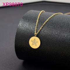 Dainty diamond sun star pendant stainless steel necklace