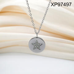 Dainty diamond sun star pendant stainless steel necklace