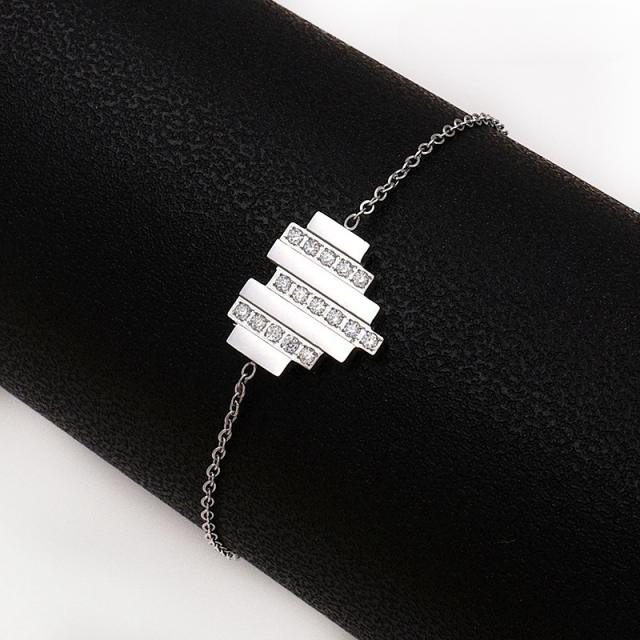 Dainty inlude rhinestone heart bow infinity stainless steel bracelet