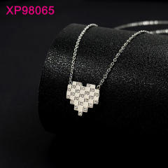 Dainty diamond heart pendant stainless steel necklace