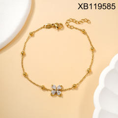 Dainty inlude rhinestone heart bow infinity stainless steel bracelet