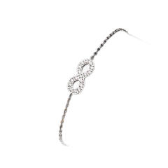 Dainty inlude rhinestone heart bow infinity stainless steel bracelet
