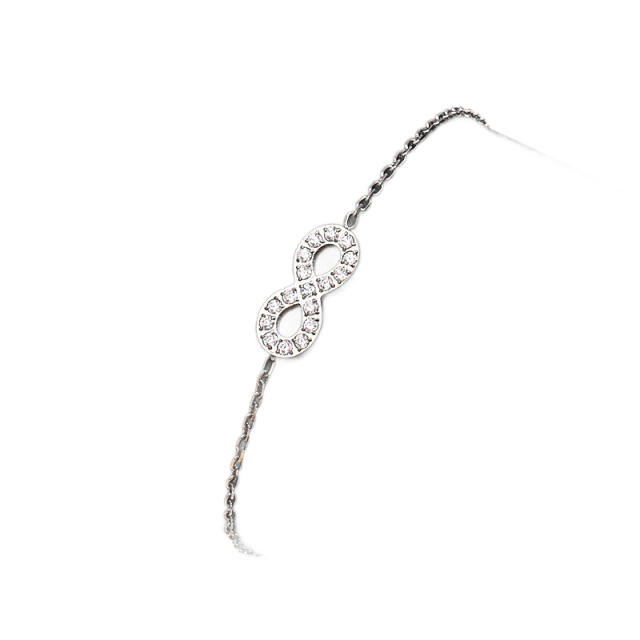 Dainty inlude rhinestone heart bow infinity stainless steel bracelet