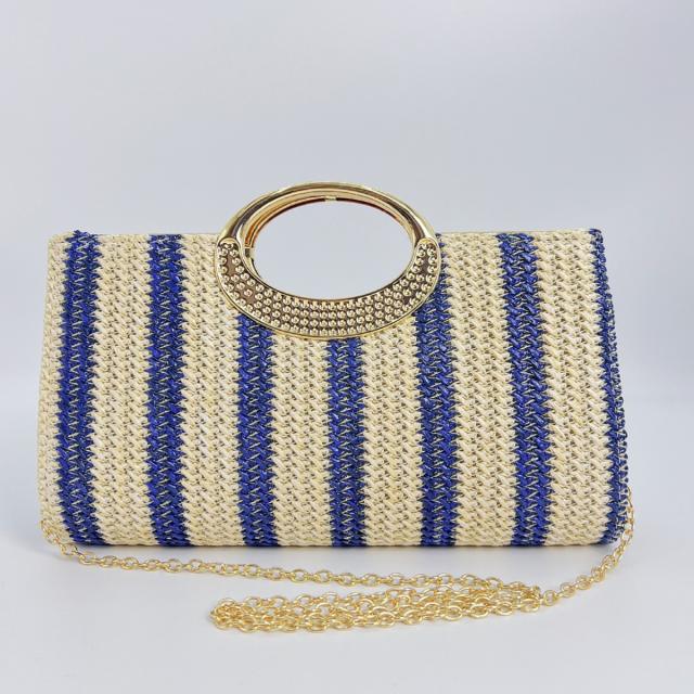 Rainbow Striped Small Bag Women's New Fashion Straw Messenger Bag beach bag