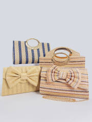 Rainbow Striped Small Bag Women's New Fashion Straw Messenger Bag beach bag