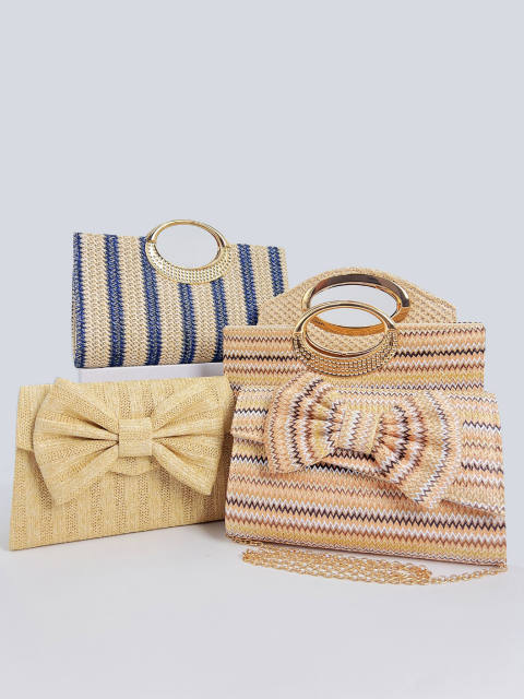 Rainbow Striped Small Bag Women's New Fashion Straw Messenger Bag beach bag