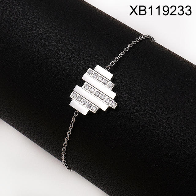 Dainty inlude rhinestone heart bow infinity stainless steel bracelet