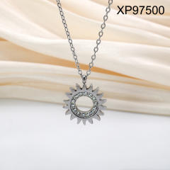 Dainty diamond sun star pendant stainless steel necklace