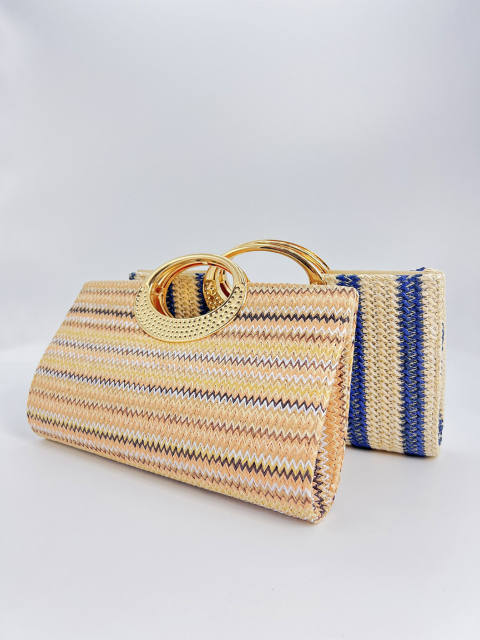 Rainbow Striped Small Bag Women's New Fashion Straw Messenger Bag beach bag