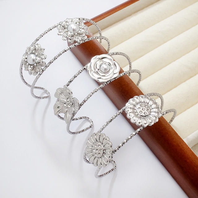Titanium Steel Starfish Conch Sun Opening Women's Bracelet Ocean Style stainless steel bangle