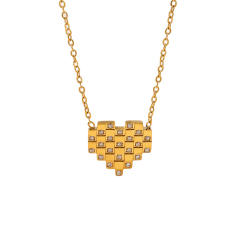 Dainty diamond heart pendant stainless steel necklace