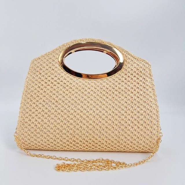 Rainbow Striped Small Bag Women's New Fashion Straw Messenger Bag beach bag