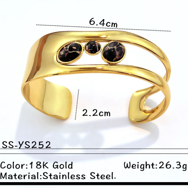 Elegant unique design hollow out pearl diamond inlaid stainless steel bangle bracelet