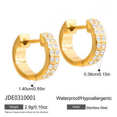 18KG wave shape diamond stainless steel earrings hoop earrings
