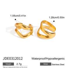18KG wave shape diamond stainless steel earrings hoop earrings