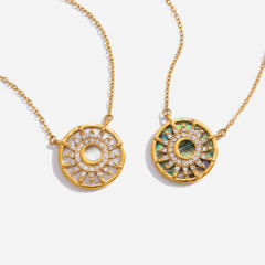 Retro star-shaped hollow out pendant stainless steel necklace