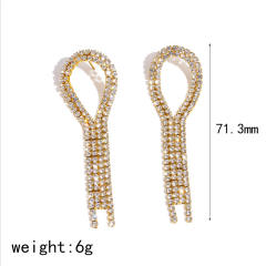 Delicate diamond tassel stainless steel earrings