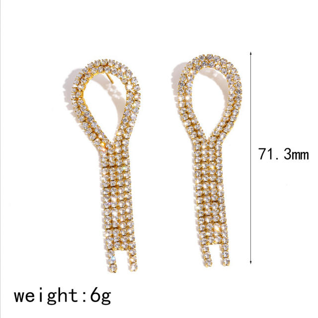 Delicate diamond tassel stainless steel earrings