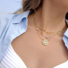 Retro star-shaped hollow out pendant stainless steel necklace