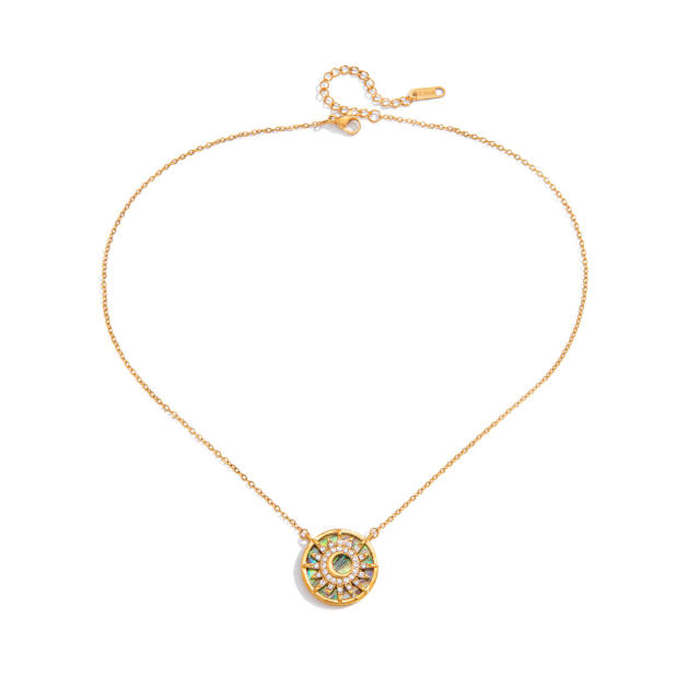 Retro star-shaped hollow out pendant stainless steel necklace