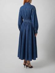 Spring elegant demin Lantern Long-Sleeved Dress