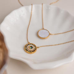 Retro star-shaped hollow out pendant stainless steel necklace