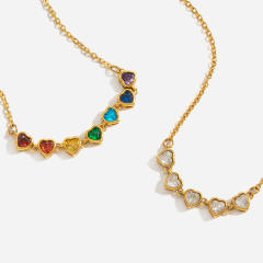 Colorful crystal diamond stainless steel necklace