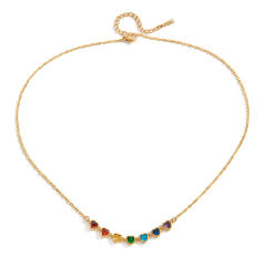 Colorful crystal diamond stainless steel necklace