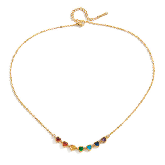 Colorful crystal diamond stainless steel necklace