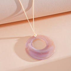 Vintage resin circle pendant rope chain necklace long necklace for women