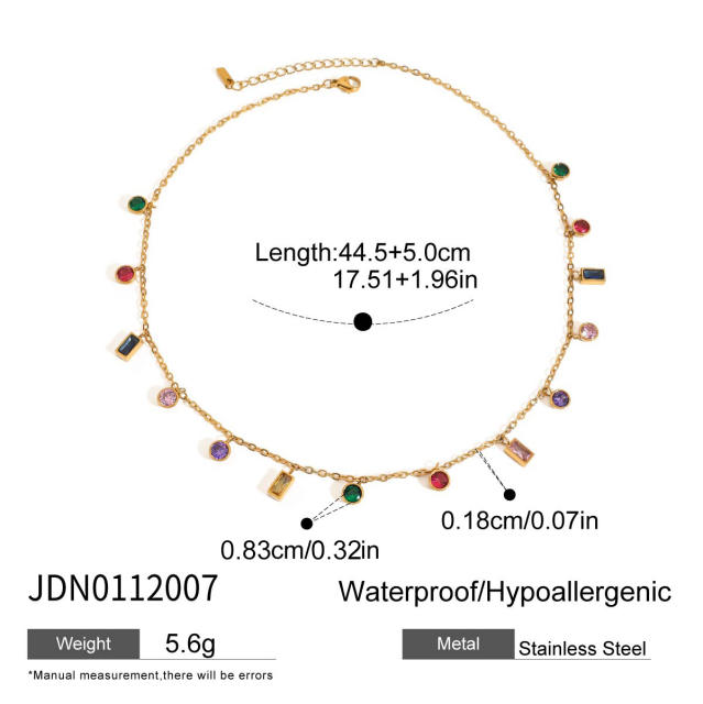 Colorful crystal diamond stainless steel necklace