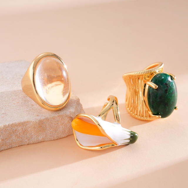 Vintage big imitation stone finger rings