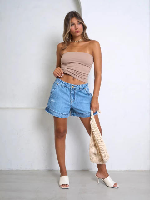Summer hot sale light blue denim shorts