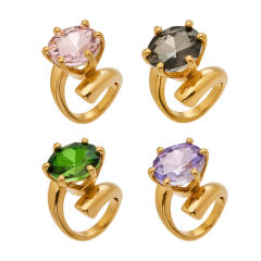 Creative big size crystal stainless steel rings
