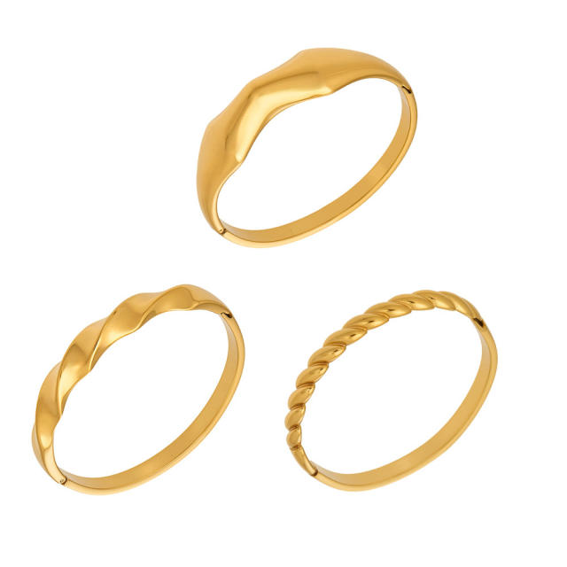 18KG fashion wave fold stainless steel bangle bracelet