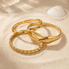 18KG fashion wave fold stainless steel bangle bracelet