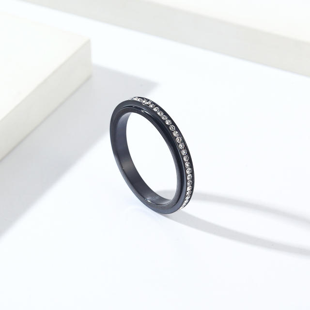 INS Simple 3mm Circle Full Diamond Rotatable stainless Steel Rings