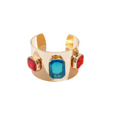 Personality gold color metal glass crystal statement bangle
