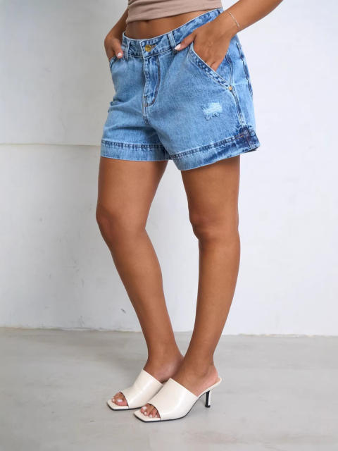 Summer hot sale light blue denim shorts